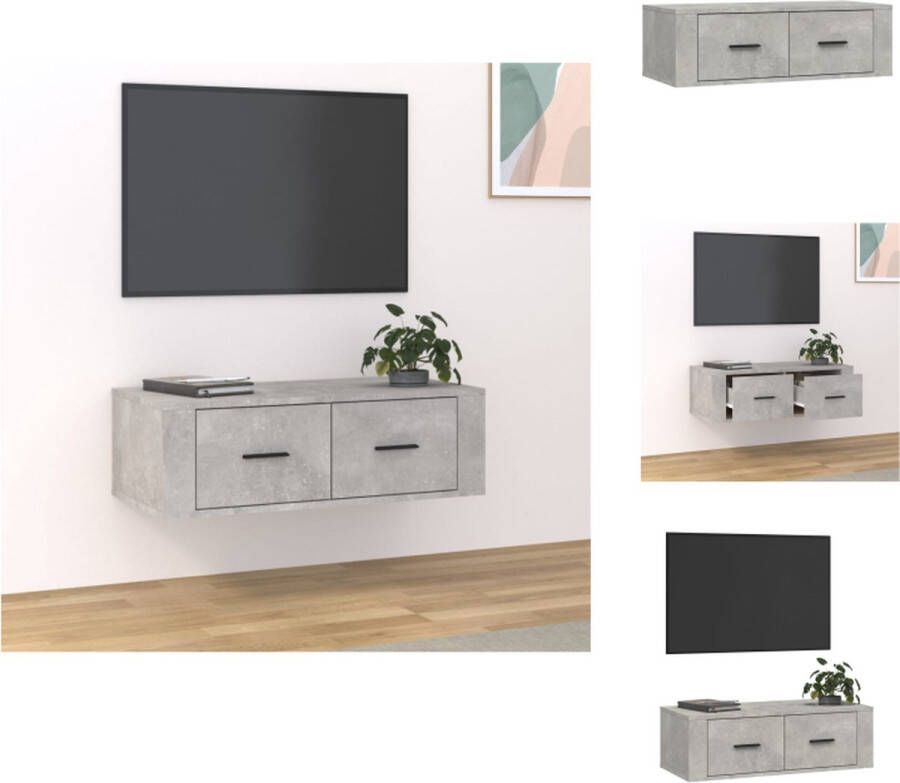 VidaXL Tv-kast Tv-kasten Tv-meubel Hifi-meubel Tv-hangmeubel 80x36x25 cm bewerkt hout betongrijs
