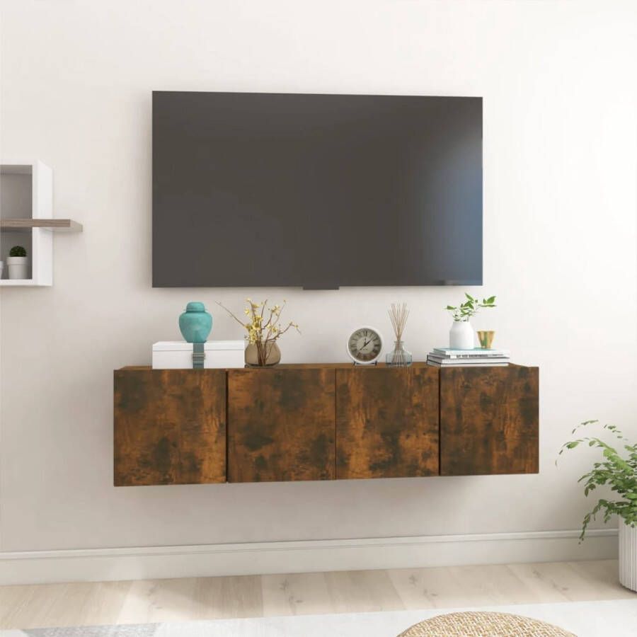 vidaXL Hangend Tv-meubel Gerookt Eiken 60 x 30 x 30 cm 2 stuks
