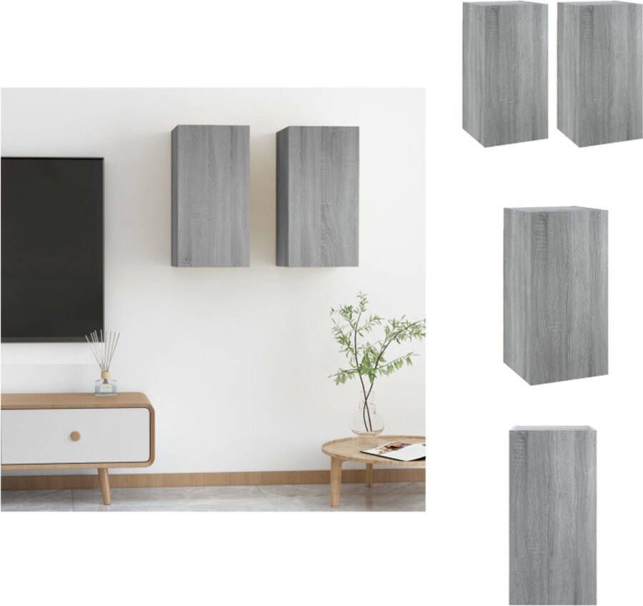 VidaXL Hangend tv-meubel Grijs Sonoma Eiken 30.5 x 30 x 60 cm Bewerkt hout Set van 2 Kast
