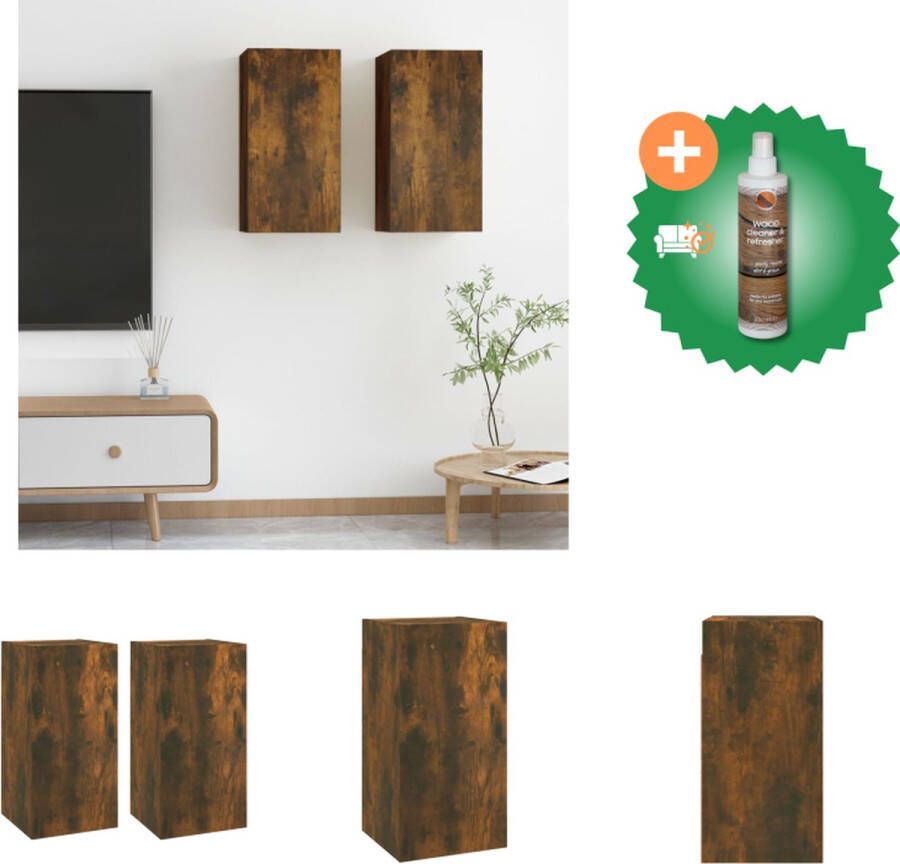 VidaXL Hangend TV-meubel Moderne Stijl Wandkasten 30.5 x 30 x 60 cm Gerookt Eiken Kast Inclusief Houtreiniger en verfrisser