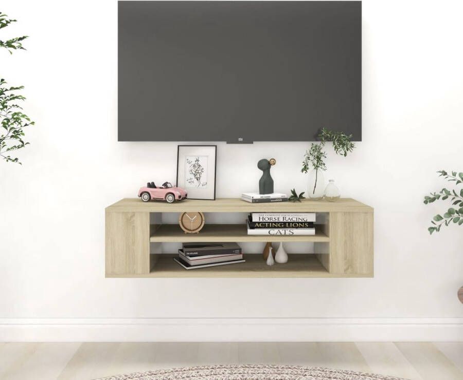 vidaXL Hangend TV-meubel Sonoma eiken 100 x 30 x 26.5 cm