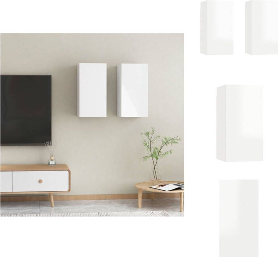 VidaXL Hangend Tv-meubel Spaanplaat 30.5 x 30 x 60 cm Hoogglans wit Kast