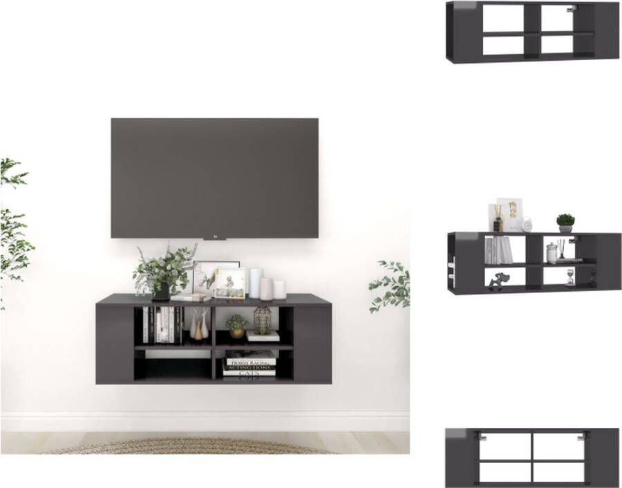 VidaXL Tv-kast Tv-kasten Televisiekast Televisiekasten Tv-wandmeubel 102x35x35 cm spaanplaat hoogglans grijs