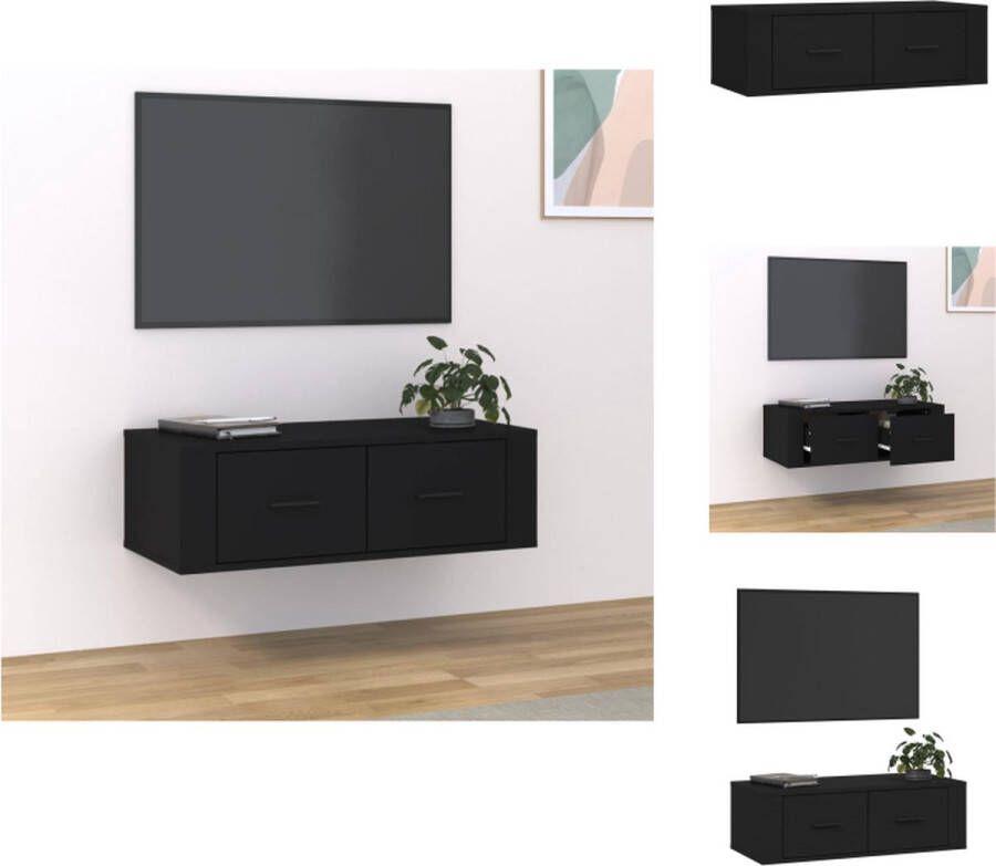 VidaXL Tv-kast Tv-kasten Tv-meubel Hifi-meubel Tv-hangmeubel 80x36x25 cm bewerkt hout zwart