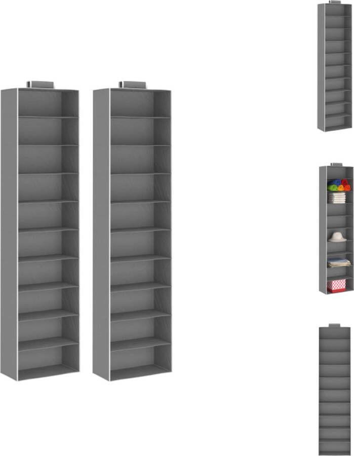 VidaXL Hangende Organiser Hangende Organisers Kledingkastorganiser Kledingkastorganisers Kledingorganisers hangend 2 st met 10 schappen stof - Foto 3