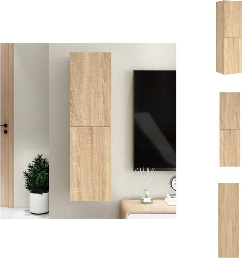 VidaXL Hangende televisiekast Trendy en praktisch Wandmeubel Afmetingen- 30.5 x 30 x 110 cm Materiaal- Spaanplaat Kleur- Sonoma eiken Kast - Foto 2