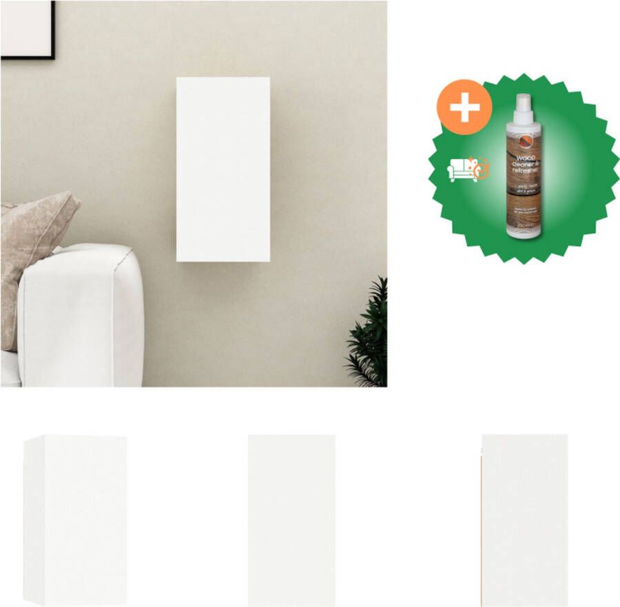 VidaXL Hangende Televisiekast Wandmeubel 30.5 x 30 x 60 cm Wit Bewerkt Hout Kast Inclusief Houtreiniger en verfrisser