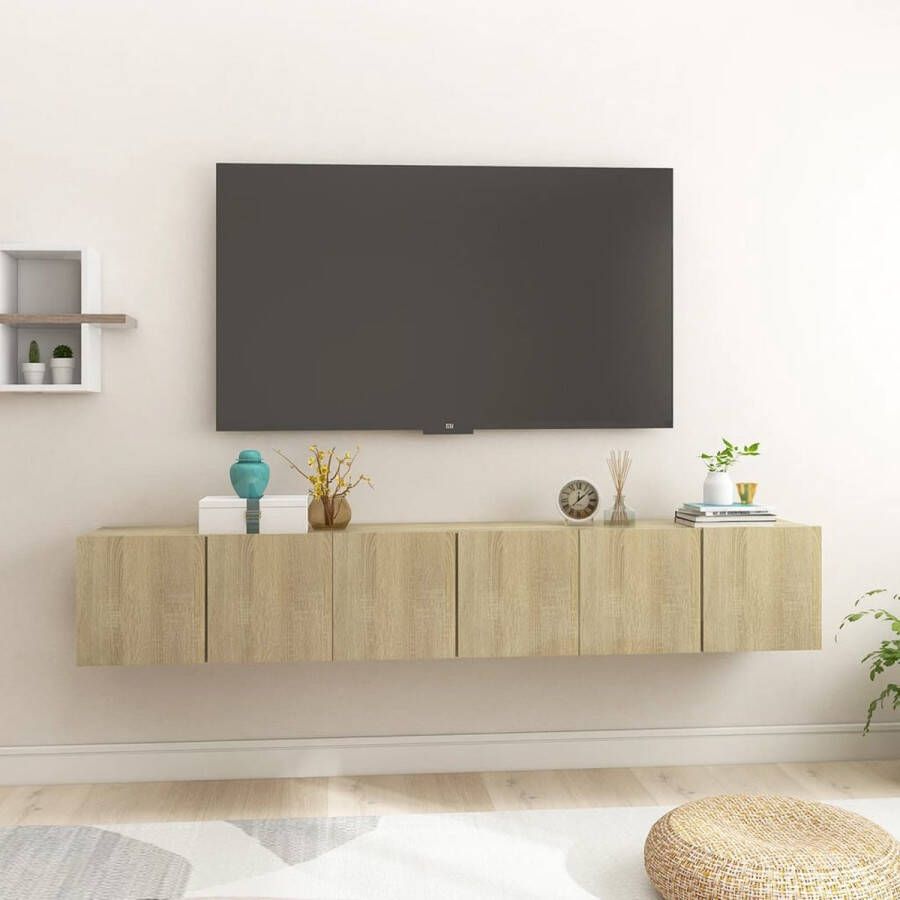 VidaXL Hangende televisiekasten Hifi-kastenset Sonoma eiken 60 x 30 x 30 cm Bewerkt hout Kast