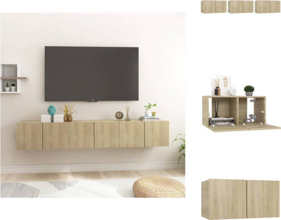 VidaXL Tv-meubel Tv-meubels Tv-kast Tv-kasten Tv-hangmeubelen 3 st 60x30x30 cm sonoma eikenkleurig