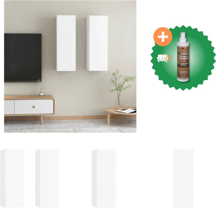 VidaXL Hangende Televisiekastenset Wandmeubelen Afmetingen- 30.5 x 30 x 90 cm Kleur- wit Materiaal- spaanplaat Montage vereist Inclusief 2 x tv-meubel Kast Inclusief Houtreiniger en verfrisser
