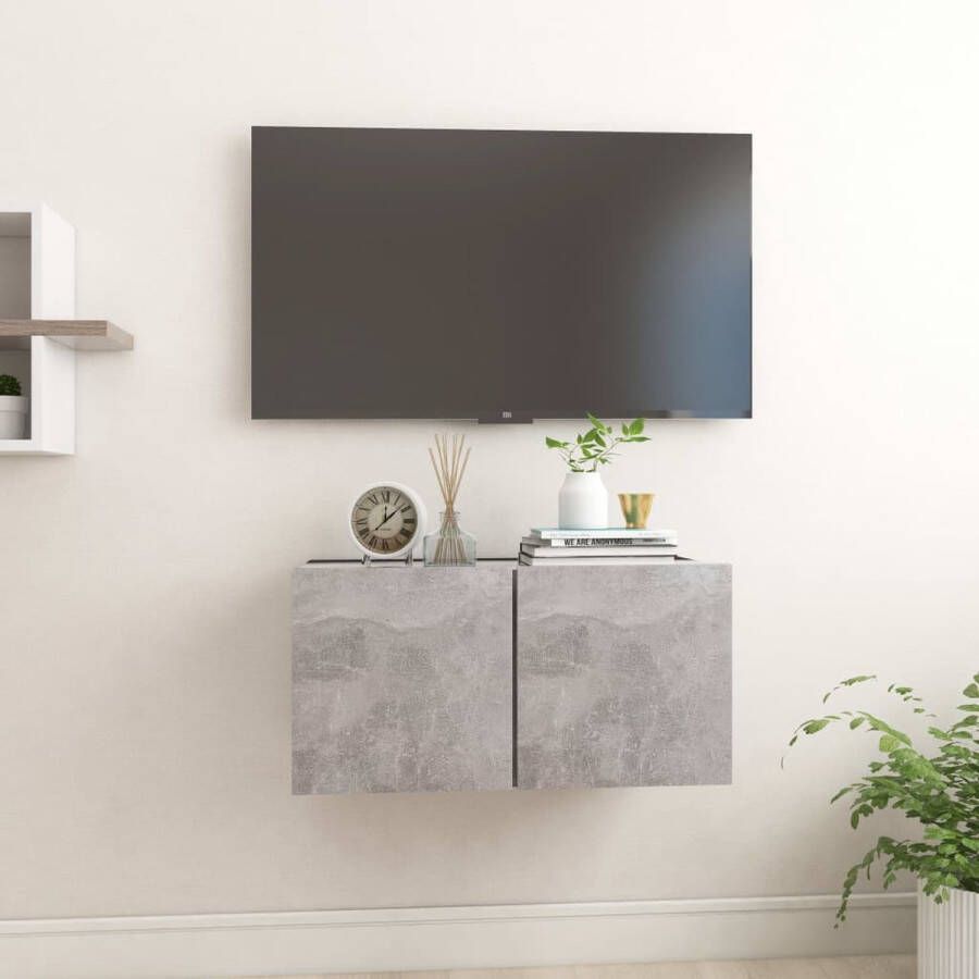 VidaXL Tv-meubel Tv-meubels Tv-kast Tv-kasten Tv-hangmeubel 60x30x30 cm betongrijs - Foto 2