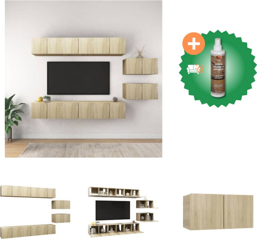 VidaXL Hangende TV-Kasten TV-Meubel Set Sonoma Eiken 60 x 30 x 30 cm Spaanplaat Kast Inclusief Houtreiniger en verfrisser