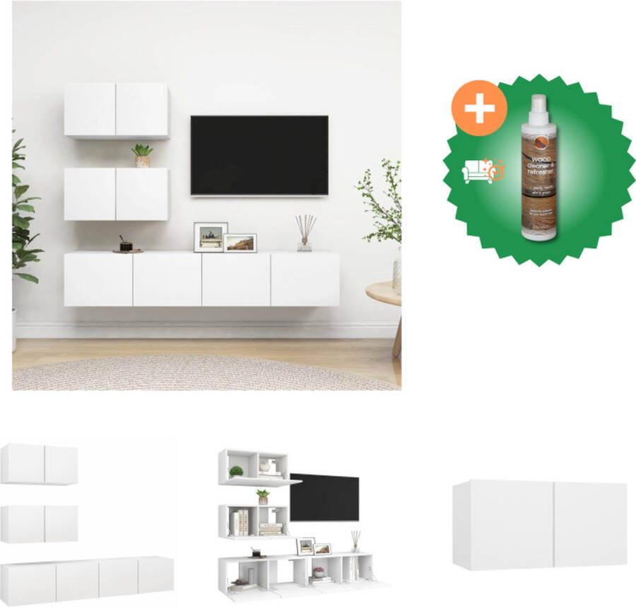 VidaXL Televisiemeubelset niet vermeld Tv-meubel Set van 4 Kleur- wit Materiaal- spaanplaat Maten- 60x30x30 cm 30.5x30x90 cm 80x30x30 cm Kast Inclusief Houtreiniger en verfrisser - Foto 2