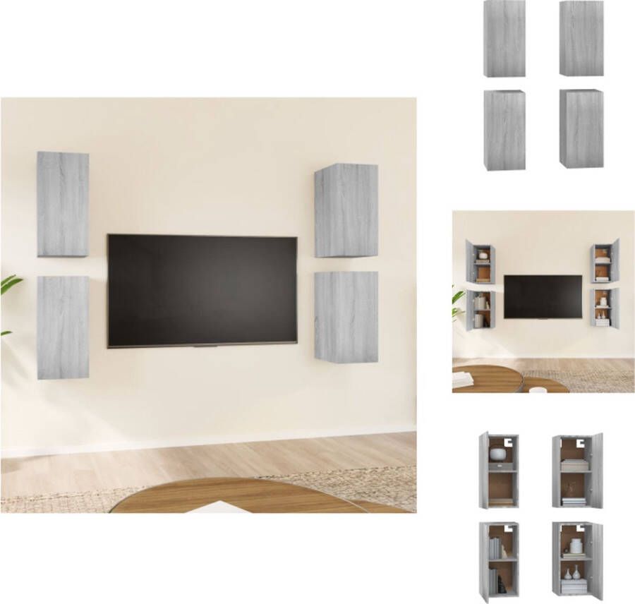 VidaXL Hangende Tv-meubelen Moderne stijl 30.5 x 30 x 60 cm Kleur- Grijs sonoma eiken Kast