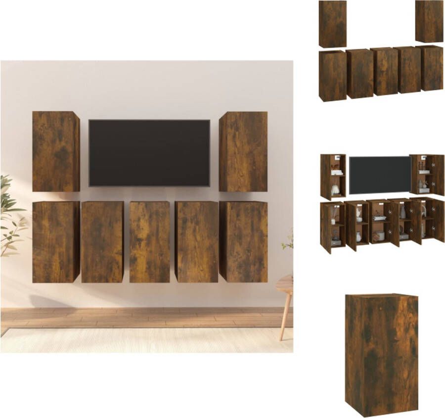 vidaXL Hangende Tv-meubelen Moderne Stijl Tv-meubelset van 7 Gerookt Eiken 30.5 x 30 x 60 cm Kast