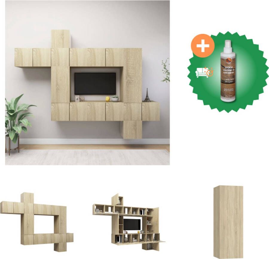 VidaXL Hangende TV-meubelset Spaanplaat Sonoma eiken TV-kasten 30.5 x 30 x 30 cm 60 x 30 x 30 cm 30.5 x 30 x 60 cm 30.5 x 30 x 90 cm (B x D x H) Kast Inclusief Houtreiniger en verfrisser