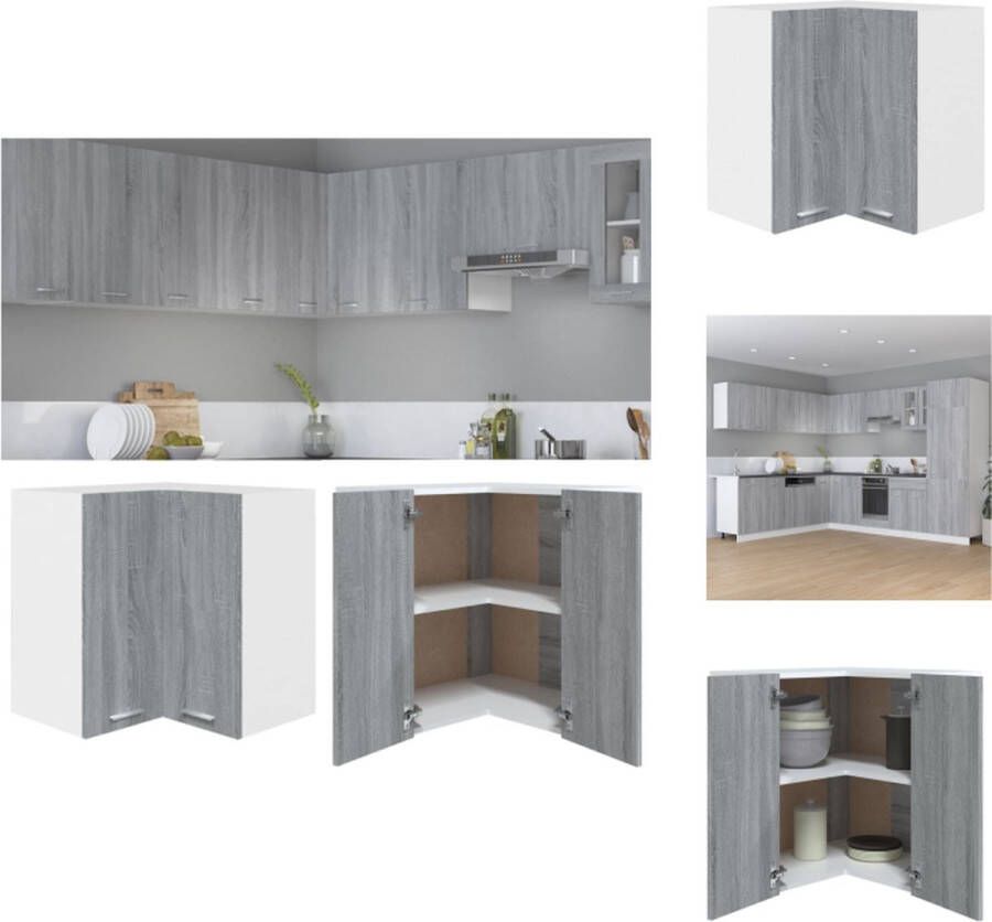 VidaXL Hanghoekkast Hanghoekkasten Hangkast Hoekkast Hanghoekkast 57x57x60 cm bewerkt hout grijs sonoma eikenkleurig - Foto 2