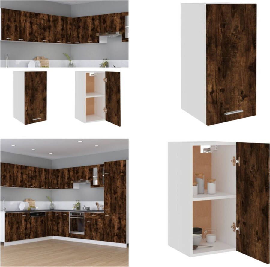 VidaXL Hangkast Lyon 29 5x31x60 cm bewerkt hout gerookt eikenkleurig Hangkast Hangkasten Hangende Kast Keukenkast