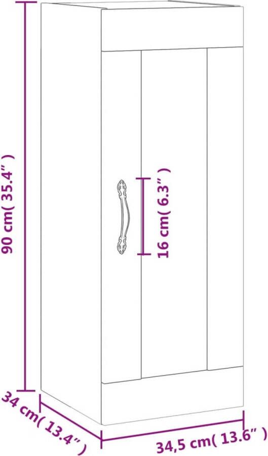 VidaXL -Hangkast-34 5x34x90-cm-bruineikenkleurig