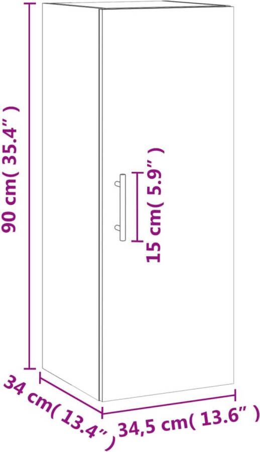 VidaXL -Hangkast-34 5x34x90-cm-gerookt-eikenkleurig - Foto 3