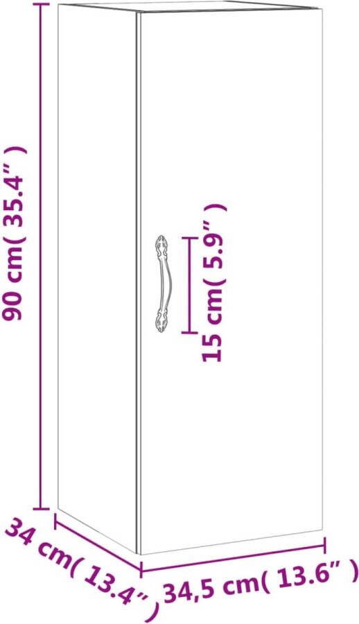 VidaXL -Hangkast-34 5x34x90-cm-grijs-sonoma-eikenkleurig - Foto 3