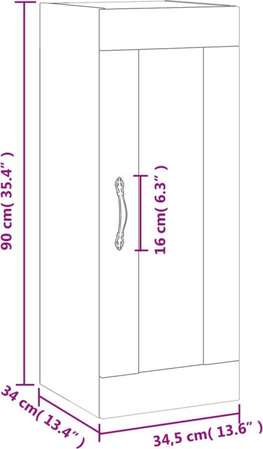 VidaXL -Hangkast-34 5x34x90-cm-grijs-sonoma-eikenkleurig - Foto 5