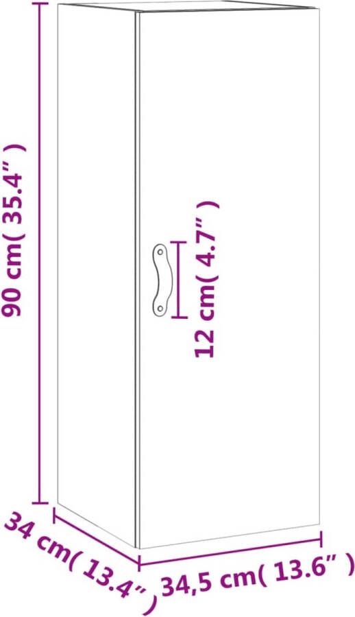 VidaXL -Hangkast-34 5x34x90-cm-grijs-sonoma-eikenkleurig