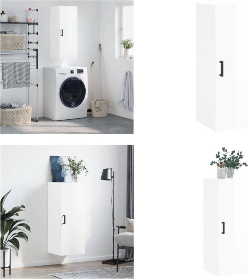 VidaXL Hangkast 34-5x34x90 cm hoogglans wit Wandkast Wandkasten Hangkast Hangende Kast - Foto 2