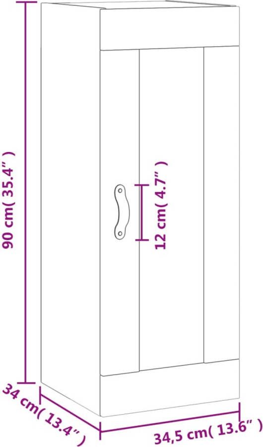 VidaXL -Hangkast-34 5x34x90-cm-sonoma-eikenkleurig - Foto 3