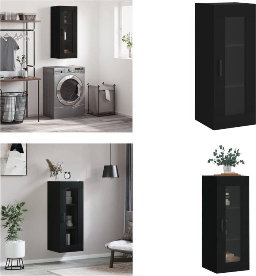 VidaXL Hangkast 34-5x34x90 cm zwart Wandkast Wandkasten Hangkast Hangende Kast