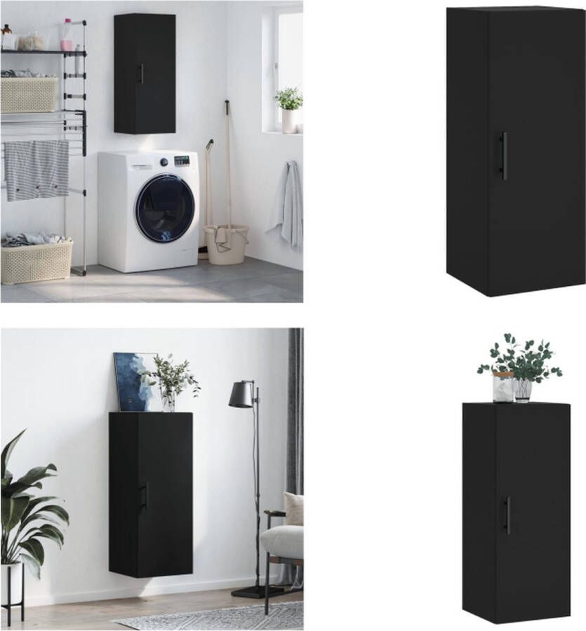 VidaXL Hangkast 34-5x34x90 cm zwart Wandkast Wandkasten Hangkast Hangende Kast