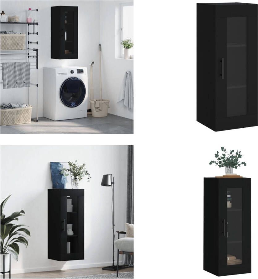 VidaXL Hangkast 34-5x34x90 cm zwart Wandkast Wandkasten Hangkast Hangende Kast