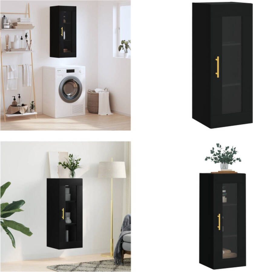 VidaXL Hangkast 34 5x34x90 cm zwart Wandkast Wandkasten Hangkast Hangende Kast
