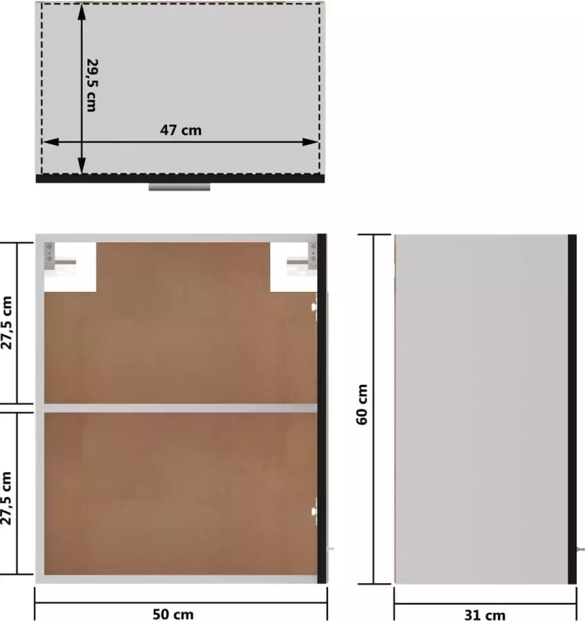VidaXL Hangkast Lyon 50x31x60 cm bewerkt hout zwart