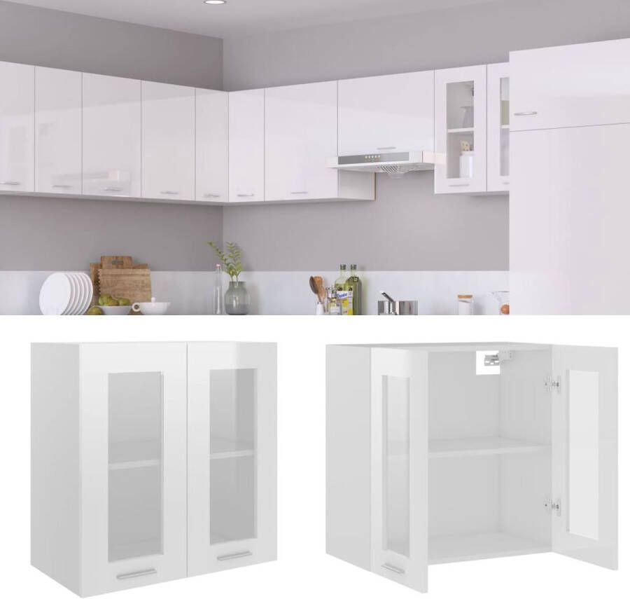 VidaXL Hangkast Lyon 60x31x60 cm bewerkt hout hoogglans wit - Foto 2