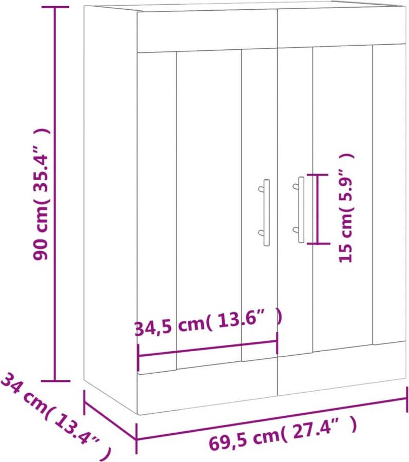 VidaXL -Hangkast-69 5x34x90-cm-bruineikenkleurig - Foto 4