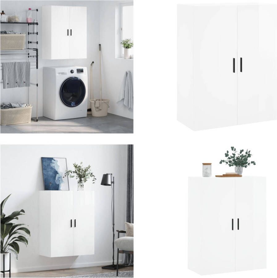 VidaXL Hangkast 69-5x34x90 cm hoogglans wit Wandkast Wandkasten Hangkast Hangende Kast