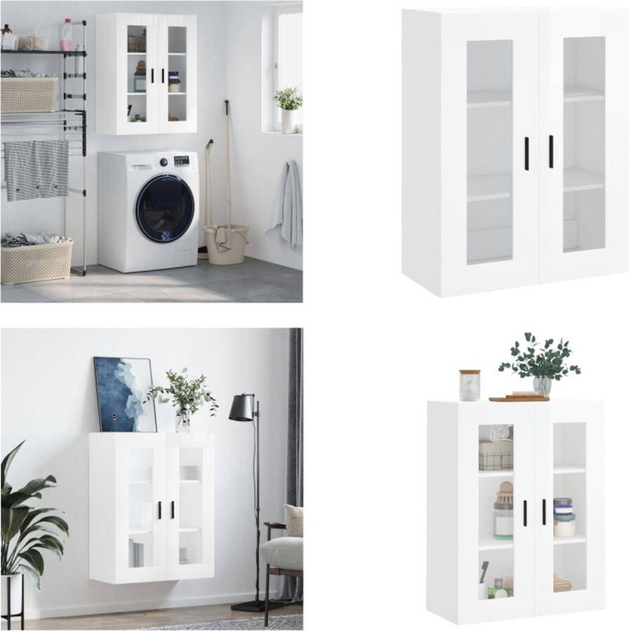 VidaXL Hangkast 69-5x34x90 cm hoogglans wit Wandkast Wandkasten Hangkast Hangende Kast