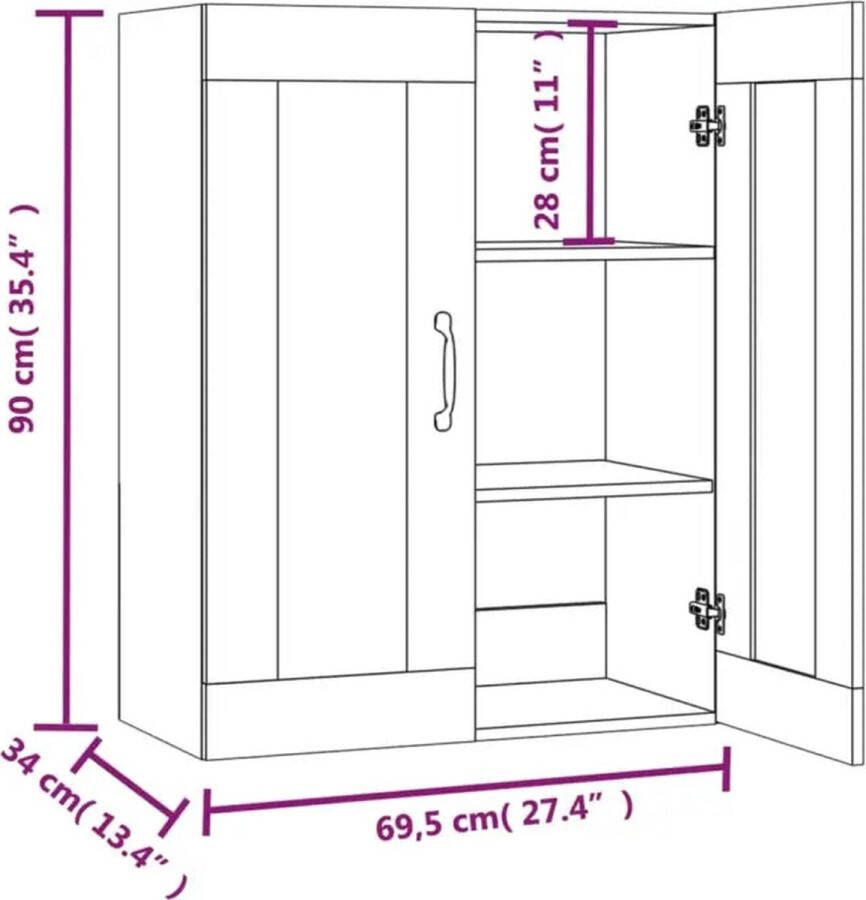 VidaXL -Hangkast-69 5x34x90-cm-zwart - Foto 2
