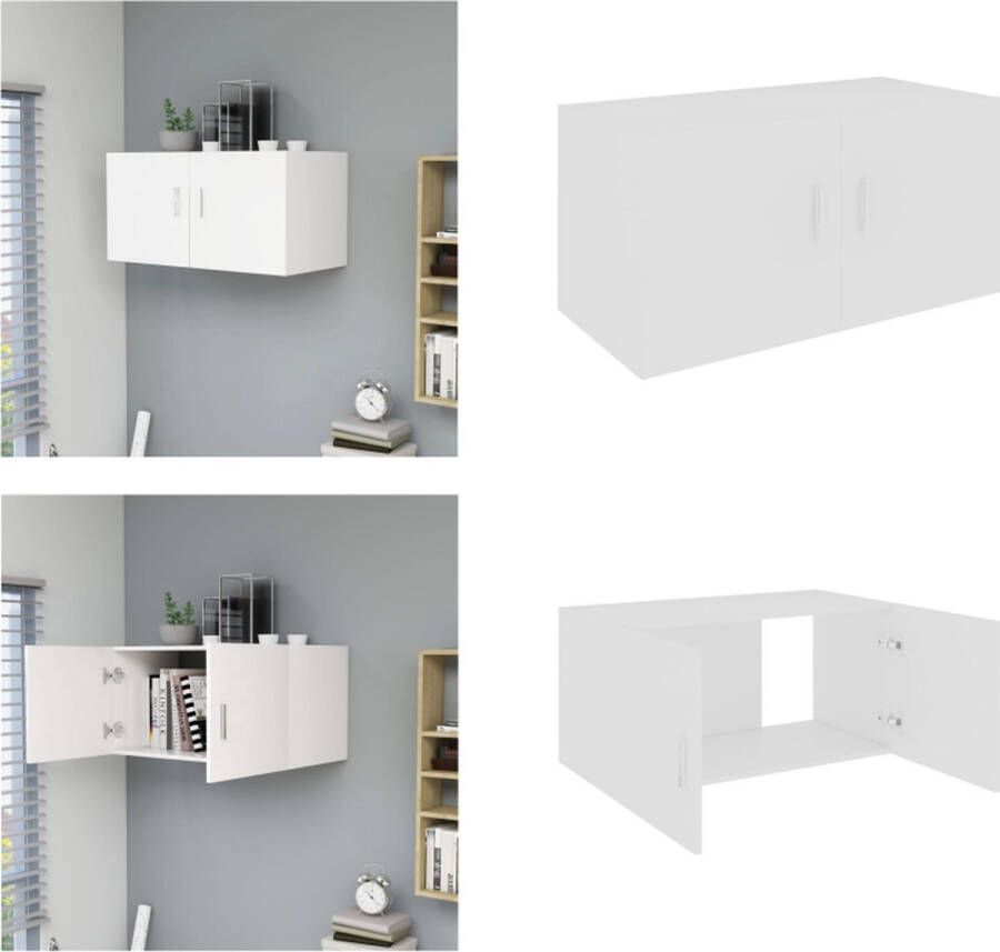 VidaXL Hangkast 80x39x40 cm bewerkt hout wit Wandkast Wandkasten Hangkast Hangkasten