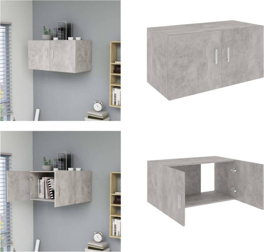 VidaXL Hangkast 80x39x40 cm bewerkt hout betongrijs Wandkast Wandkasten Hangkast Hangkasten