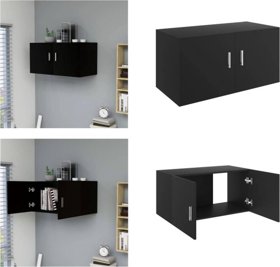 VidaXL Hangkast 80x39x40 cm bewerkt hout zwart Wandkast Wandkasten Hangkast Hangkasten