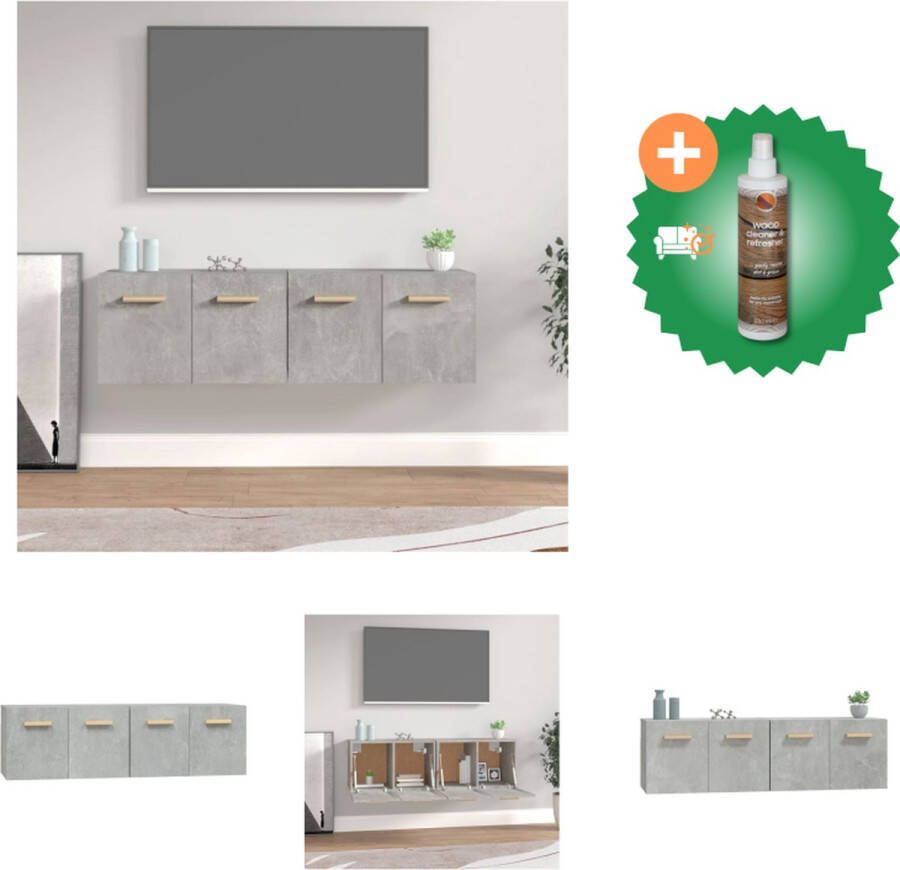 VidaXL Wandkasten 2 st 60x36-5x35 cm bewerkt hout betongrijs Kast Inclusief Houtreiniger en verfrisser