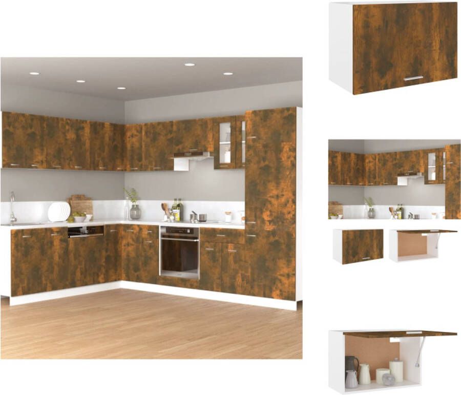 VidaXL Hangkast Hangkasten Hangende Kast Keukenkast Wandkast hangend 60x31x40 cm bewerkt hout gerookt eikenkleurig - Foto 2