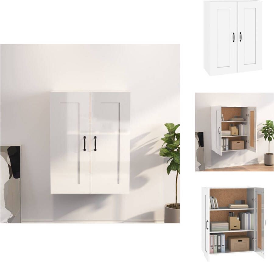 VidaXL Hangkast Hangkasten Hangende Kast Kastje Hangkast 69-5x32-5x90 cm hoogglans wit - Foto 2