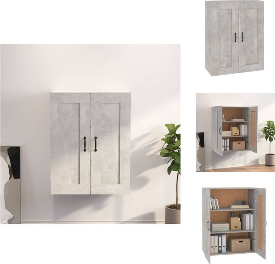VidaXL Hangkast Betongrijs Klassiek Wandgemonteerd 69.5 x 32.5 x 90 cm Stevig materiaal Keukenkast - Foto 3