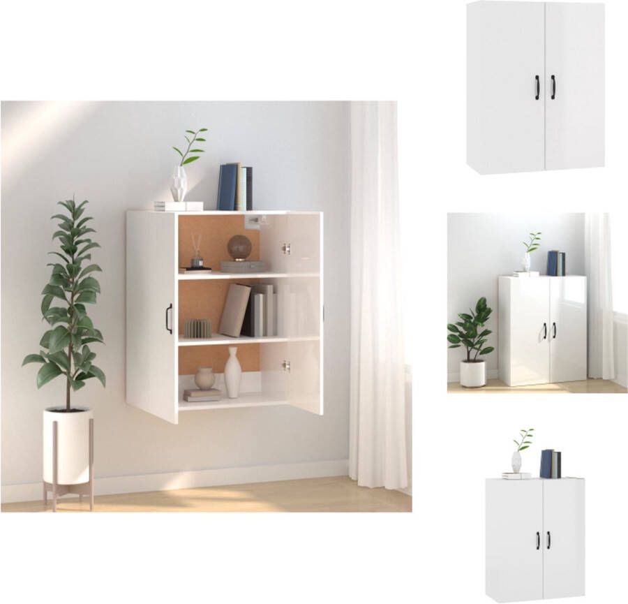 VidaXL Hangkast Opbergkast 69.5 x 34 x 90 cm Hoogglans Wit Kast