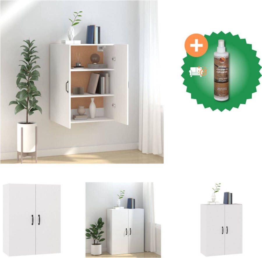 VidaXL Hangkast Opbergkast 69.5 x 34 x 90 cm Wit hout Kast Inclusief Houtreiniger en verfrisser