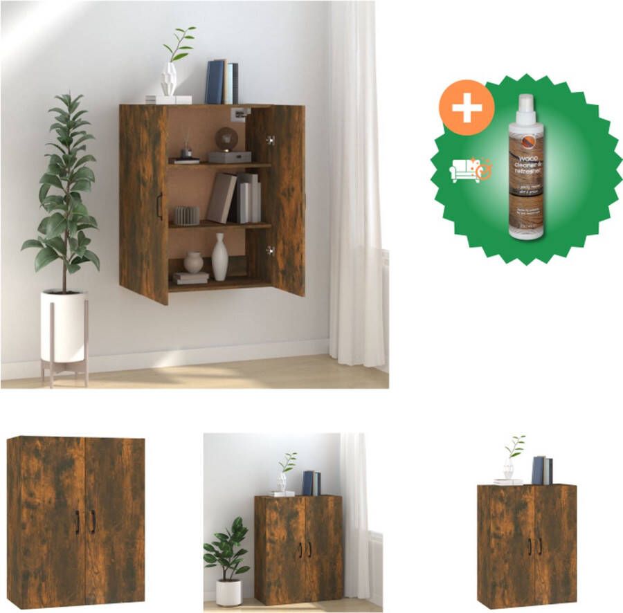 VidaXL Hangkast 69-5x34x90 cm bewerkt hout gerookt eikenkleurig Kast Inclusief Houtreiniger en verfrisser