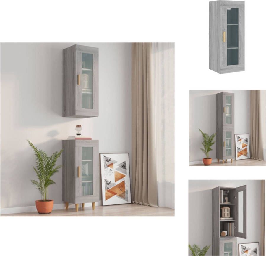 VidaXL Hangkast Hangkasten Hangende Kast Kastje Wandkast 34 5x34x90 cm grijs sonoma eikenkleurig - Foto 2